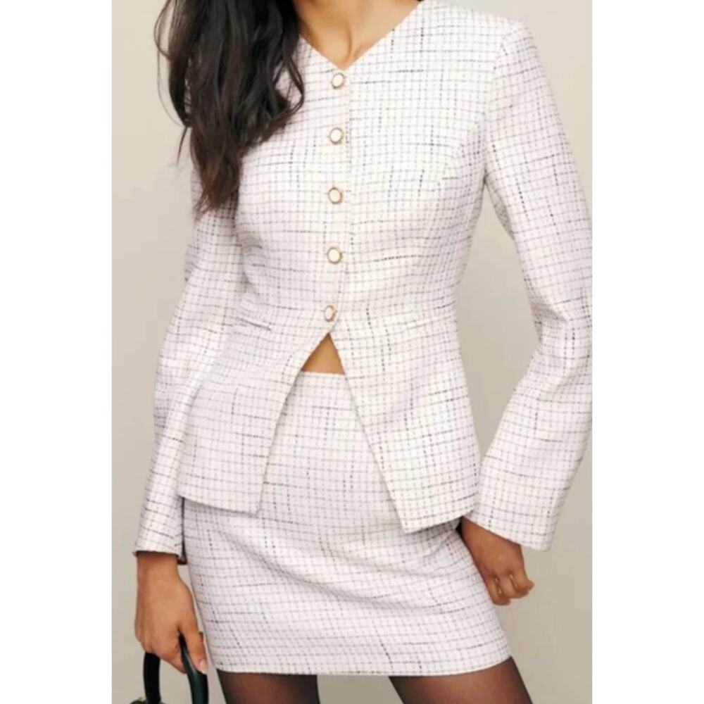 Reformation Terra Jacket in White Tweed size 0